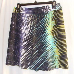 ANN TAYLOR LOFT Charcoal/Multi-Color Gently PLEATED SKIRT Sz 0